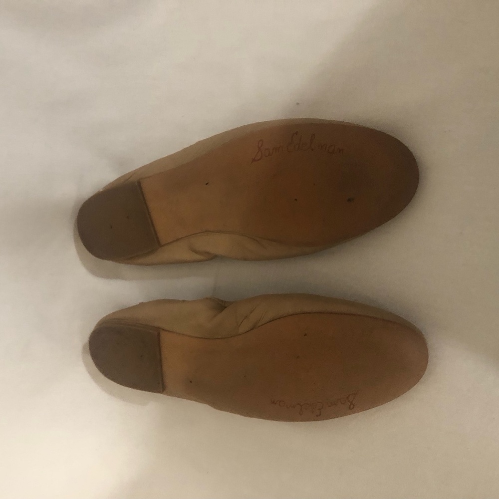 Sam Edelson Taupe Genuine Leather 8.5M Flat Shoes - Picture 5 of 5